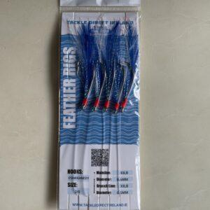 5 Hook Blue and White Mackerel Feathers Rig 2/0