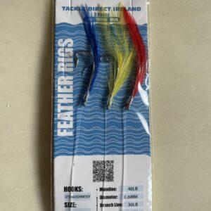 3 HOOK COLOURED FEATHER RIG SIZE 1/0